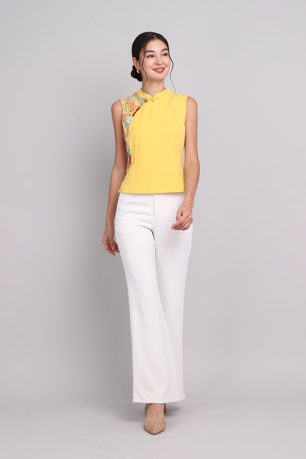 Spring Flair Cheongsam Top In Sunshine Yellow