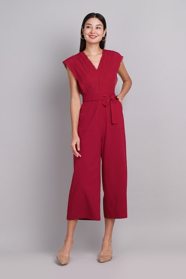 Veron Romper In Deep Red