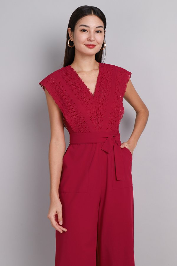Veron Romper In Deep Red