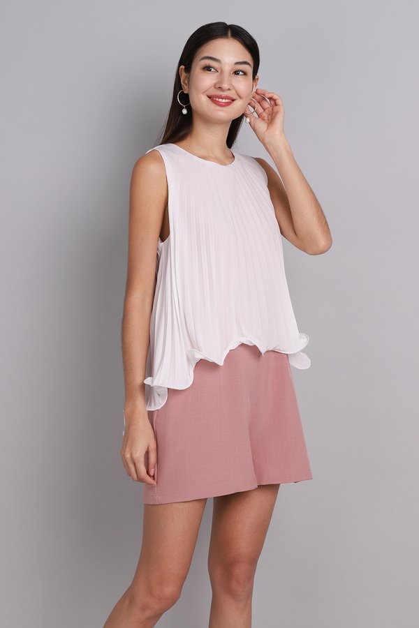 [Backorder] Holly Romper In White Pink