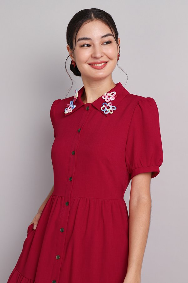 Lotus Dress In Deep Red
