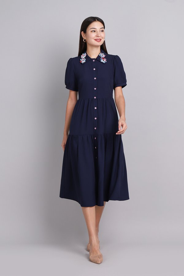 Lotus Dress In Navy Blue