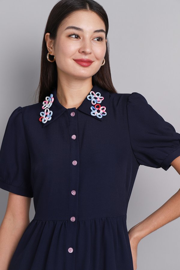 Lotus Dress In Navy Blue