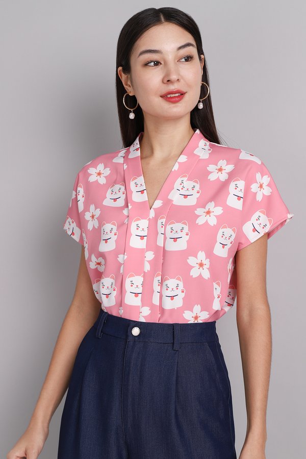 Best Things In Life Top In Pink Fortune Cats