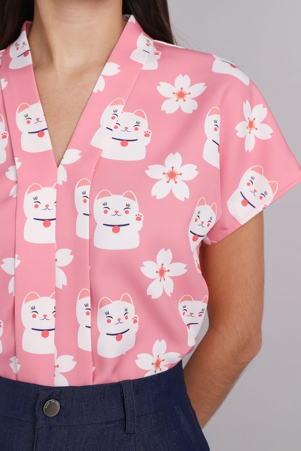 Best Things In Life Top In Pink Fortune Cats