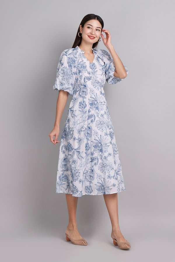 Daria Dress In Blue Broderie