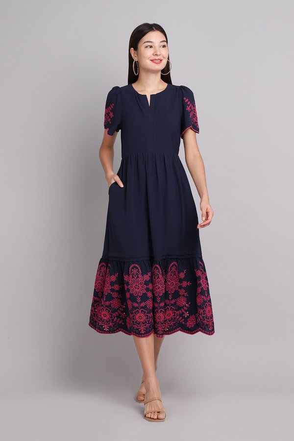 [Backorder] Ruby Dress In Navy Pink