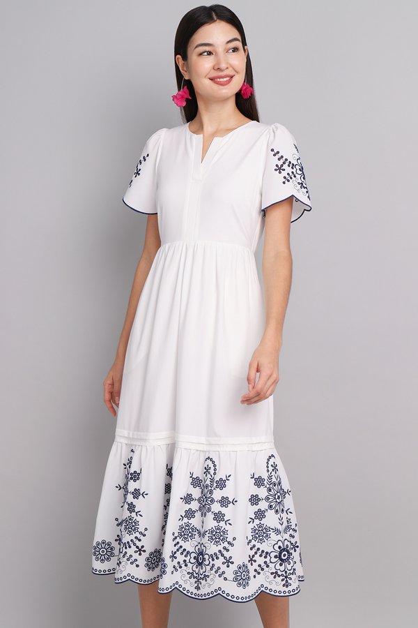 Ruby Dress In White Blue