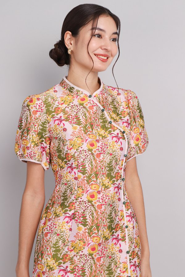 Scenes Of Spring Cheongsam Dress In Colourful Florals