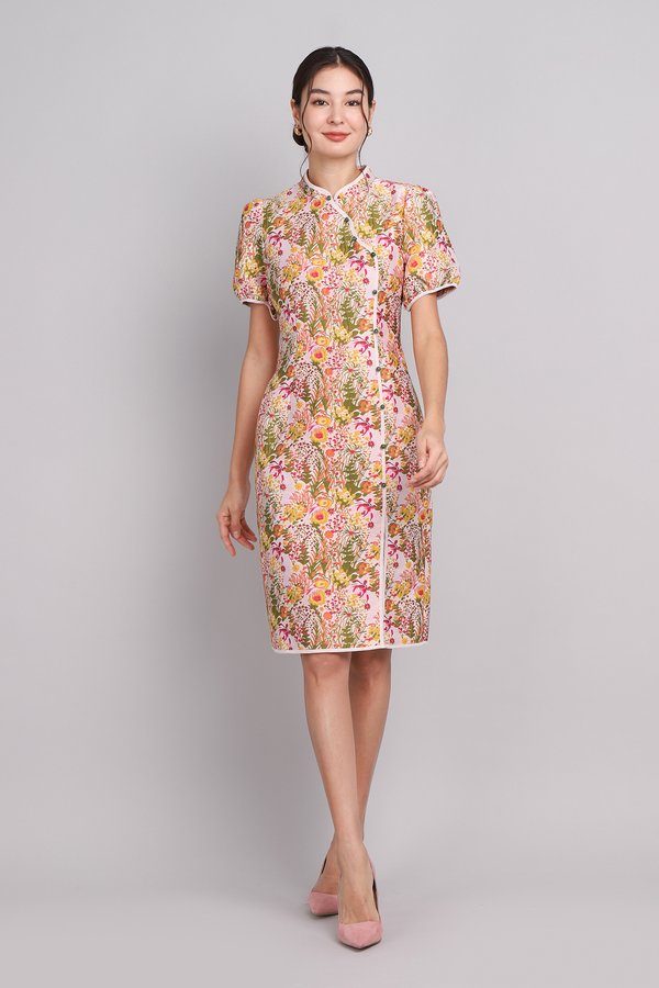 Scenes Of Spring Cheongsam Dress In Colourful Florals