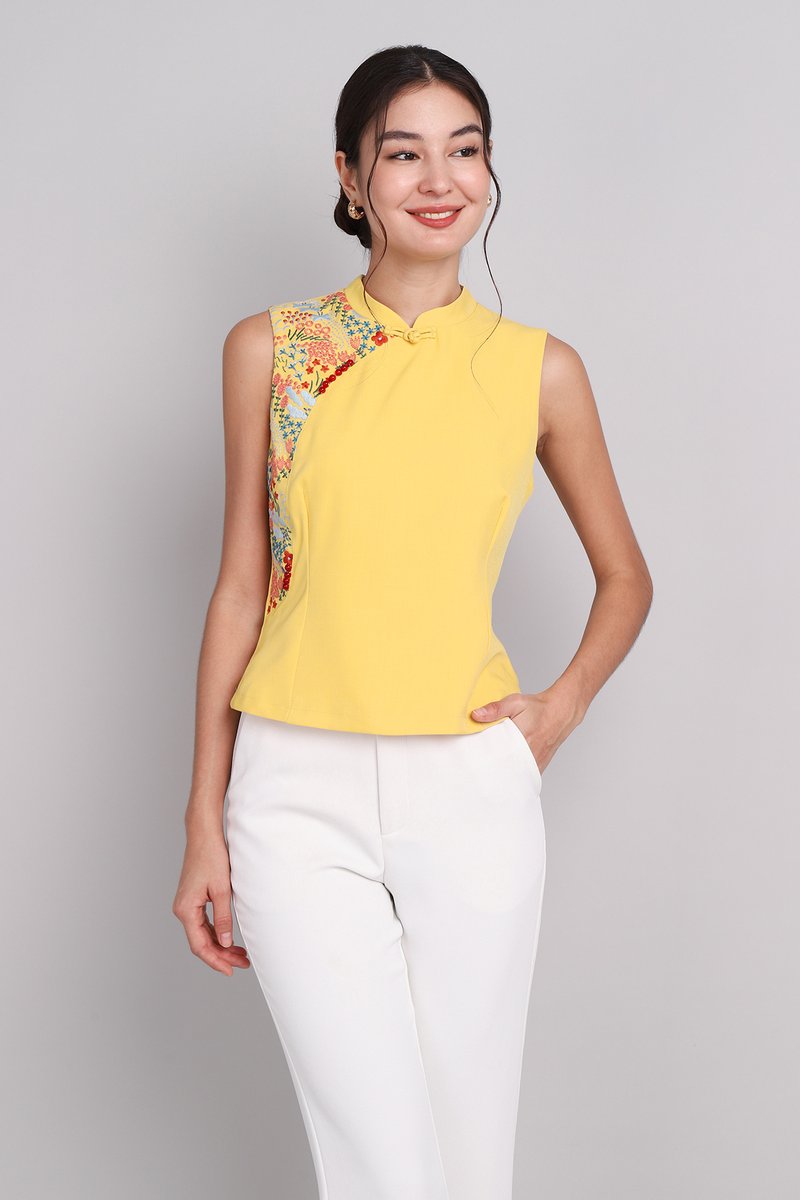 Yellow spring tops on sale