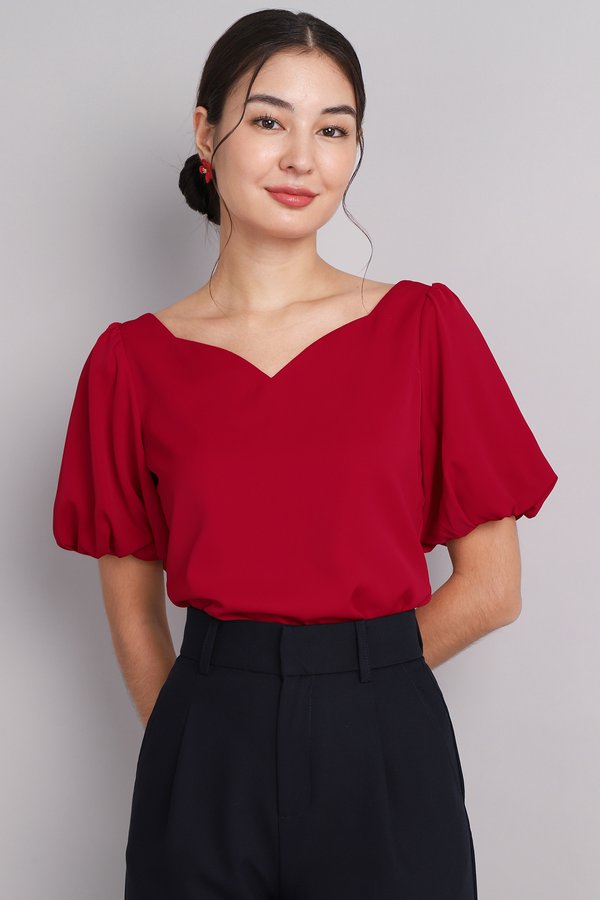 Angelo Top In Deep Red