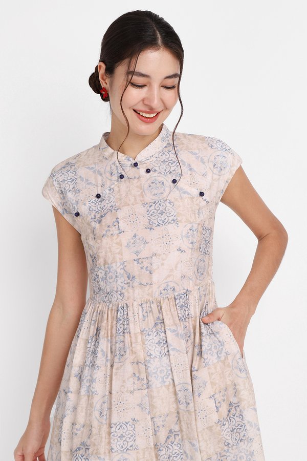Spring Tales Cheongsam Dress In Porcelain Tiles