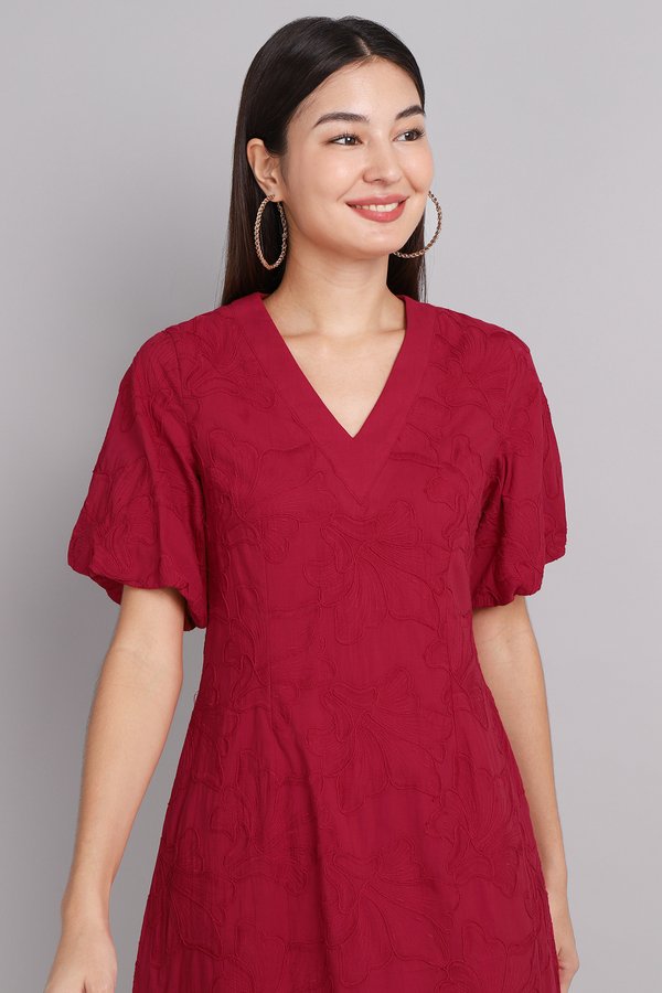 Kara Dress In Deep Red