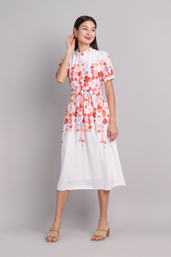 Lantana Dress In Tangerine Florals