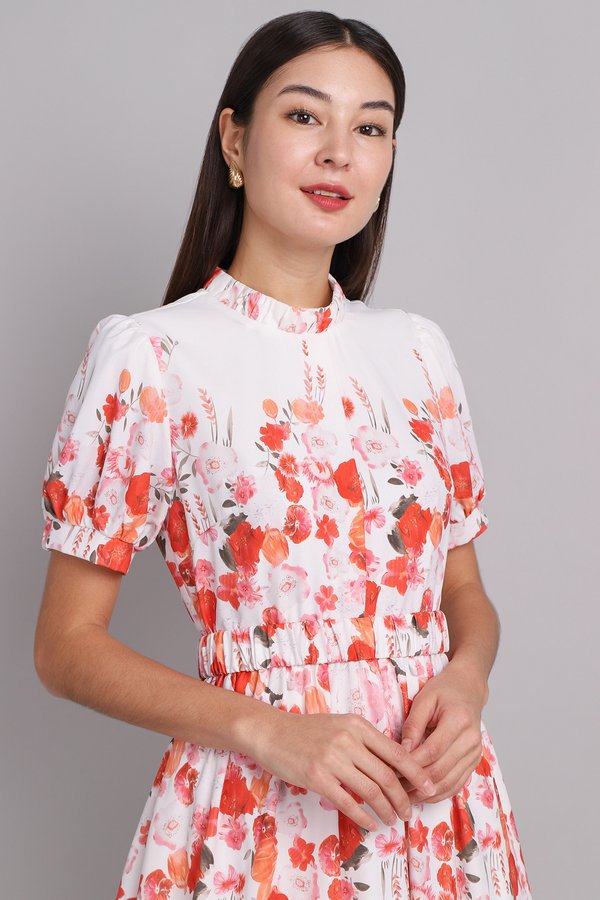 Lantana Dress In Tangerine Florals