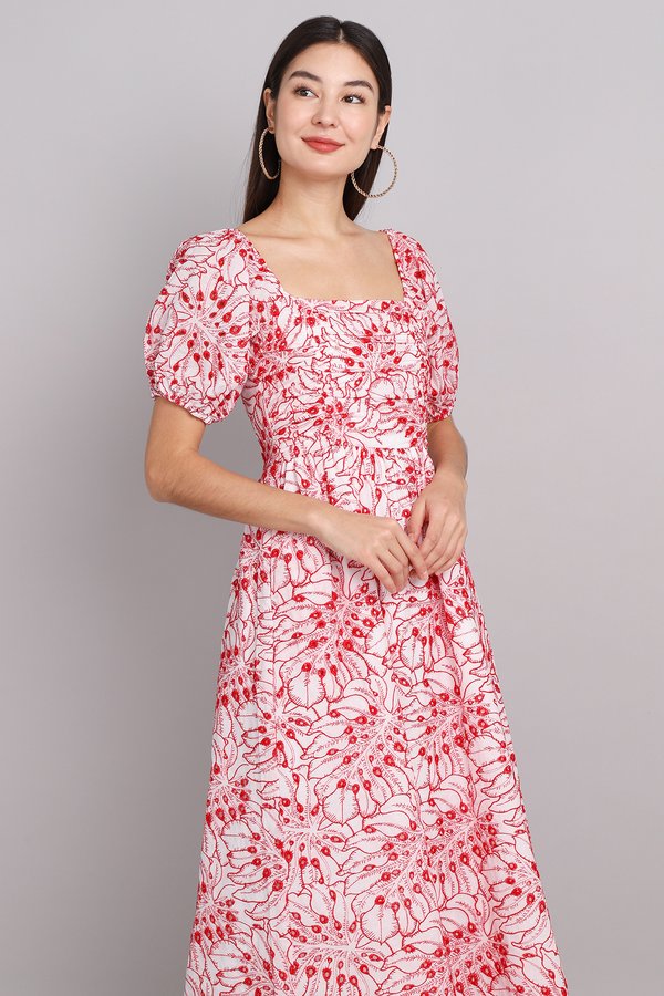 Rivera Dress In Red Eyelet