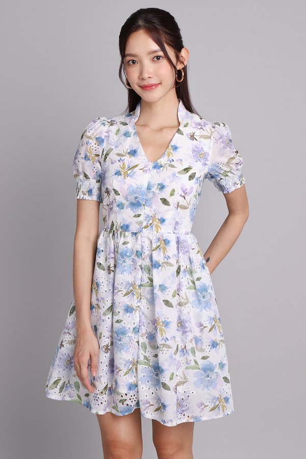 Clarissa Dress In Purple Florals