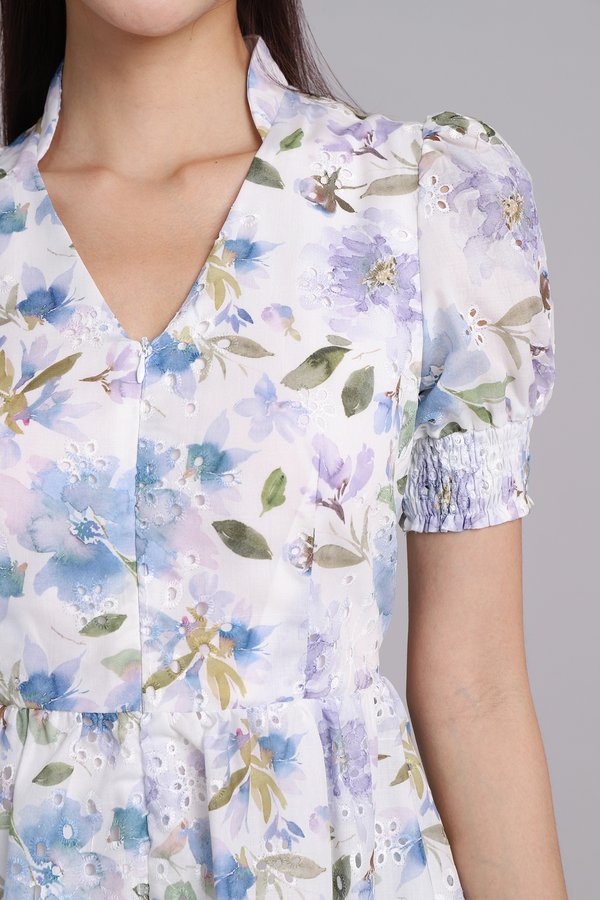 Clarissa Dress In Purple Florals
