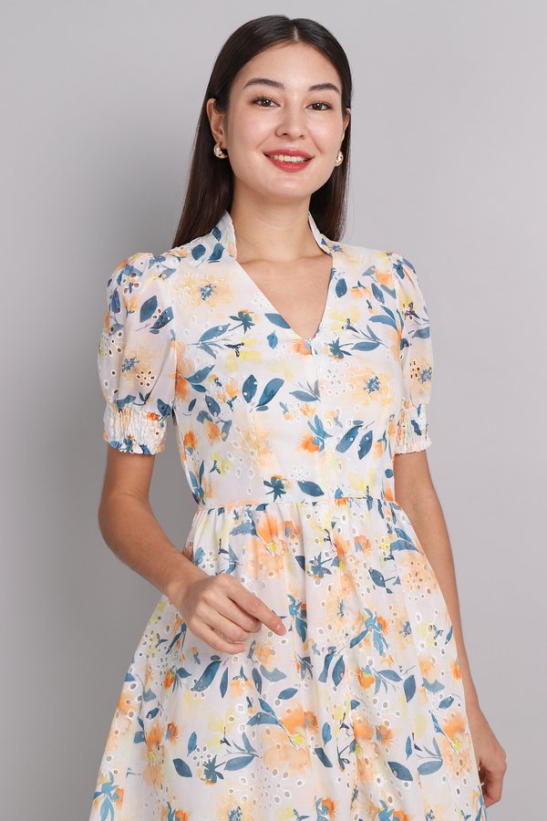 Clarissa Dress In Yellow Florals