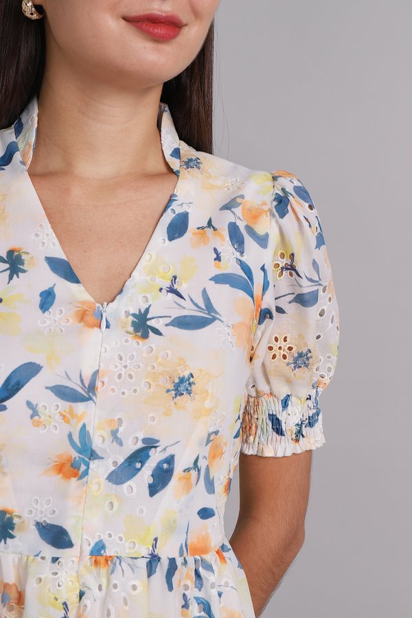 Clarissa Dress In Yellow Florals
