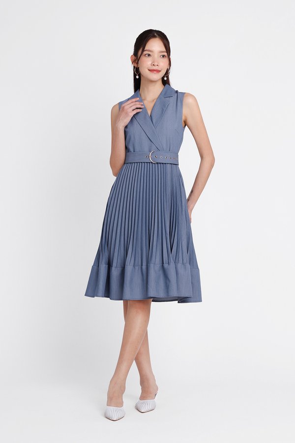 Emma Dress In Muted Blue