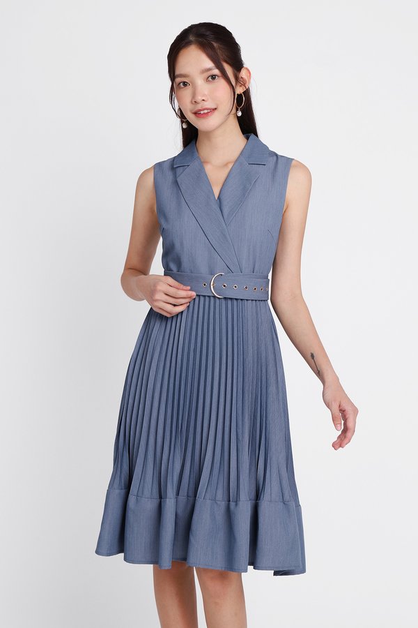 Emma Dress In Muted Blue