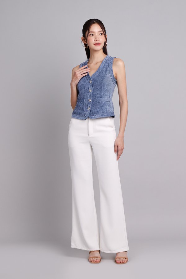 Fleur Top In Blue Tweed