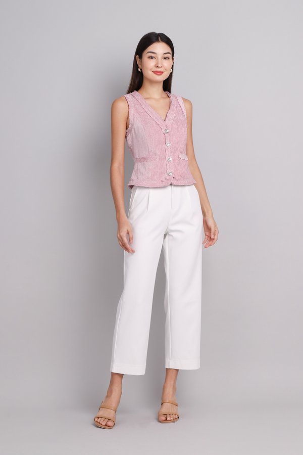 Fleur Top In Pink Tweed