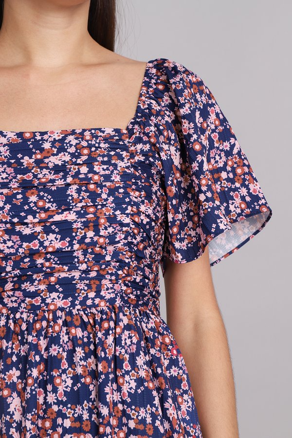 Nina Dress In Blue Pink Florals