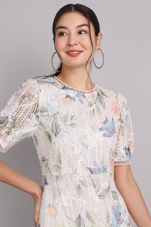 Peony Dress In Apricot Florals