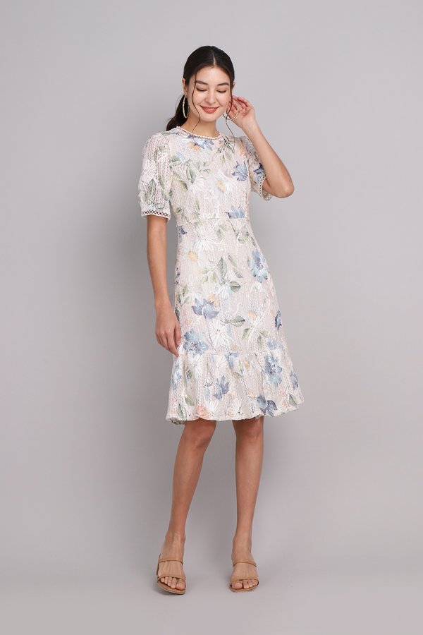 Peony Dress In Apricot Florals