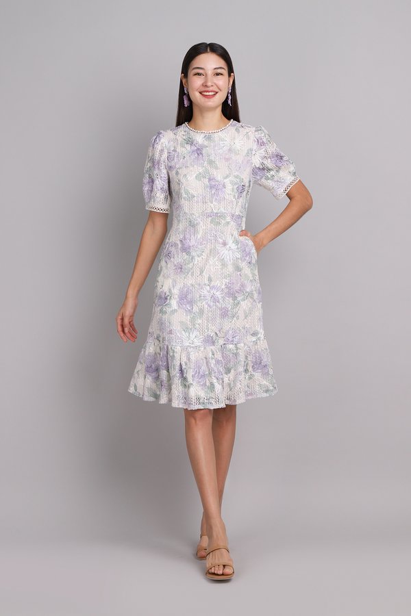 Peony Dress In Lavender Florals