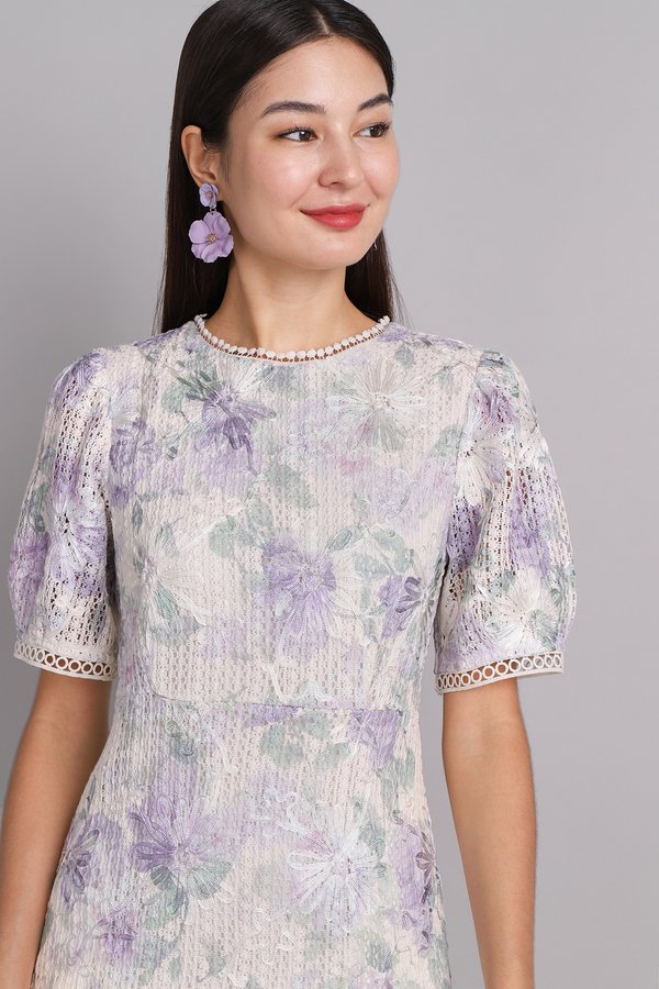 Peony Dress In Lavender Florals