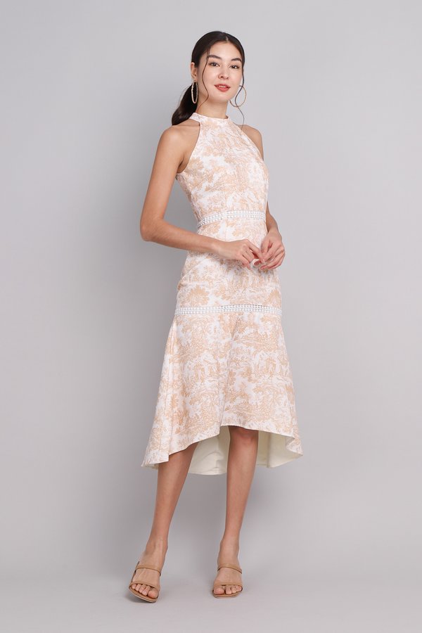 Emmeline Dress In Caramel Porcelain