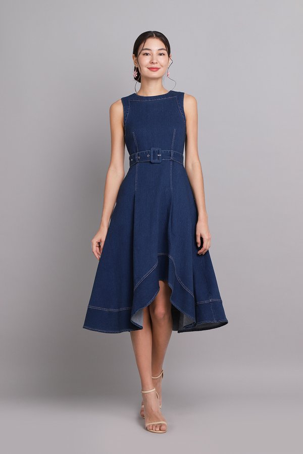 Faye Dress In Dark Wash