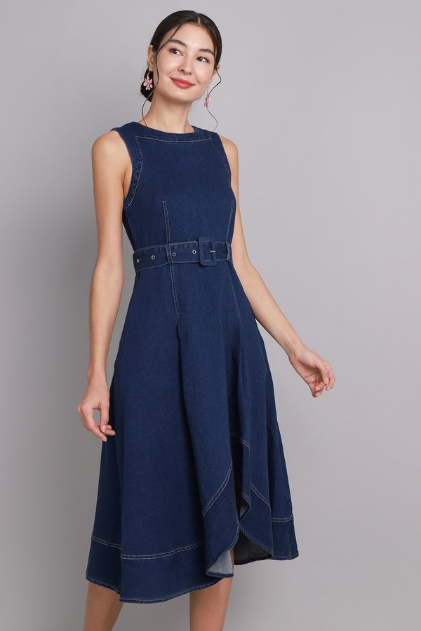 Faye Dress In Dark Wash