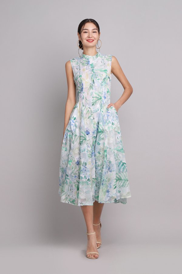 [Backorder] Wisteria Dress In Green Florals