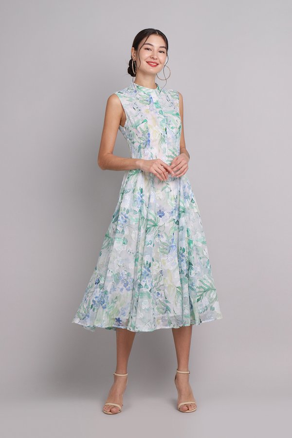 [Backorder] Wisteria Dress In Green Florals