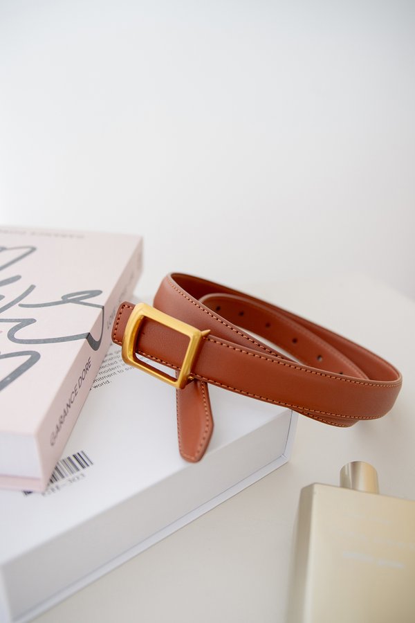 Square Buckle Belt In Camel