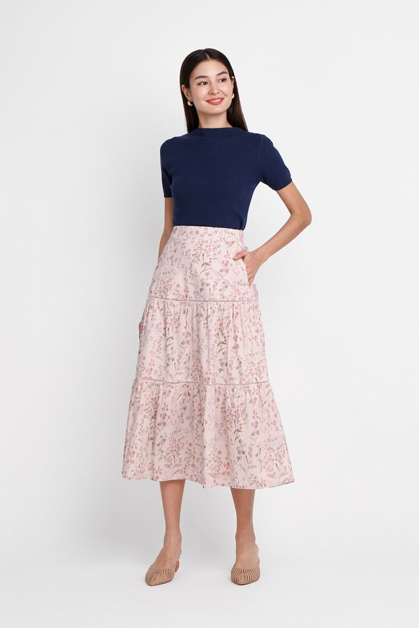 [Backorder] Anette Skirt In Pink Florals