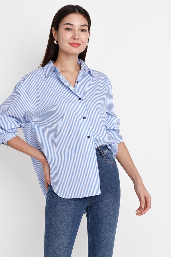 Cyrus Top In Blue Stripes
