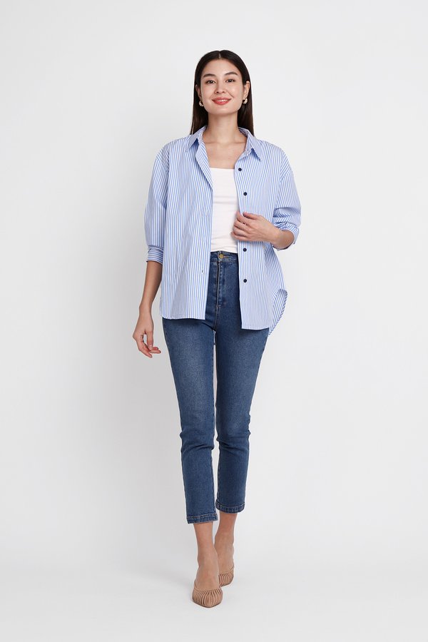 Cyrus Top In Blue Stripes