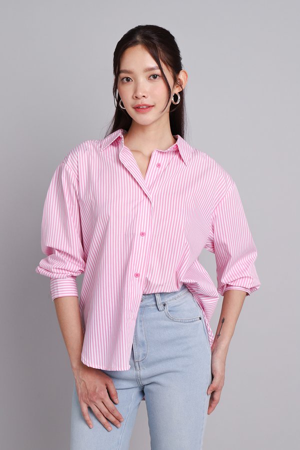 [Backorder] Cyrus Top In Pink Stripes