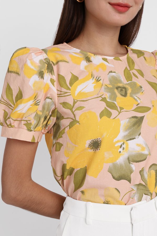 Jayne Top In Yellow Florals