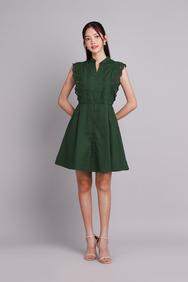 Jeanie Dress In Forest Green