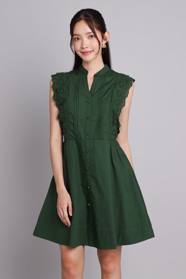 Jeanie Dress In Forest Green