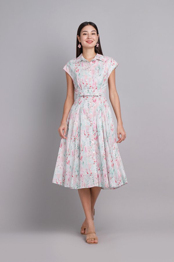 [Backorder] Kora Dress In Pink Green Prints