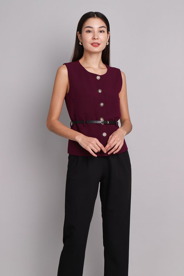 Lenora Top In Burgundy