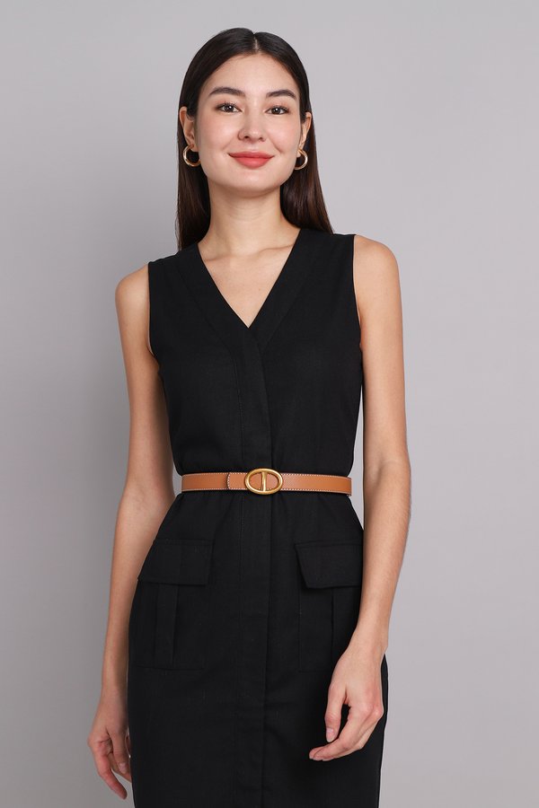Oval Buckle Belt In Camel